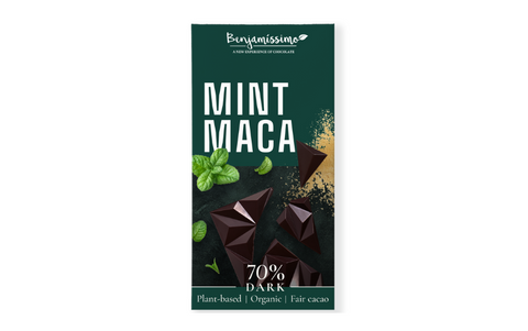 Vegāniskā tumšā šokolāde (piparmētra, makas sakne), BIO, 60g